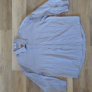 Louis Roth Long Sleeve Button Down Dress Shirt Blue Sheen Size 18